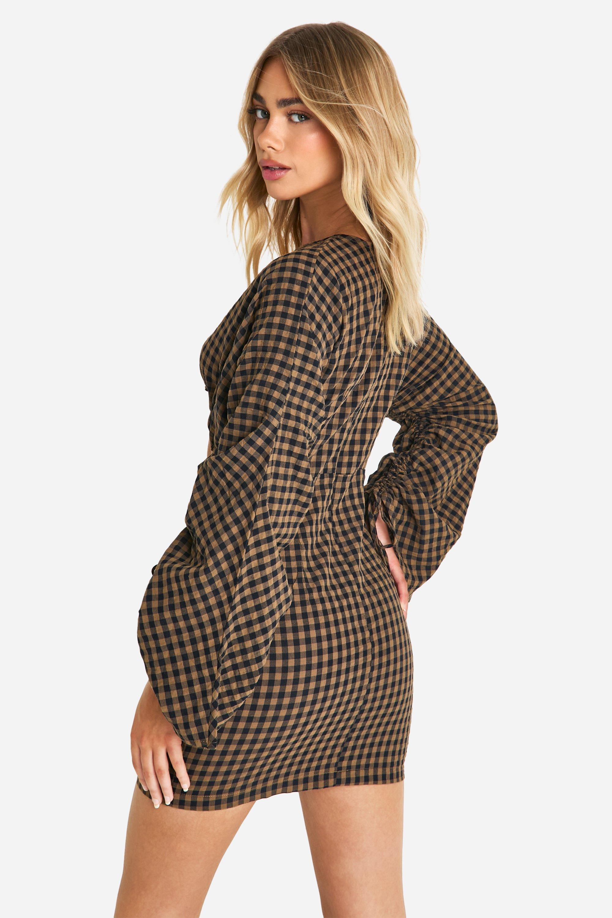 Gingham dress boohoo clearance