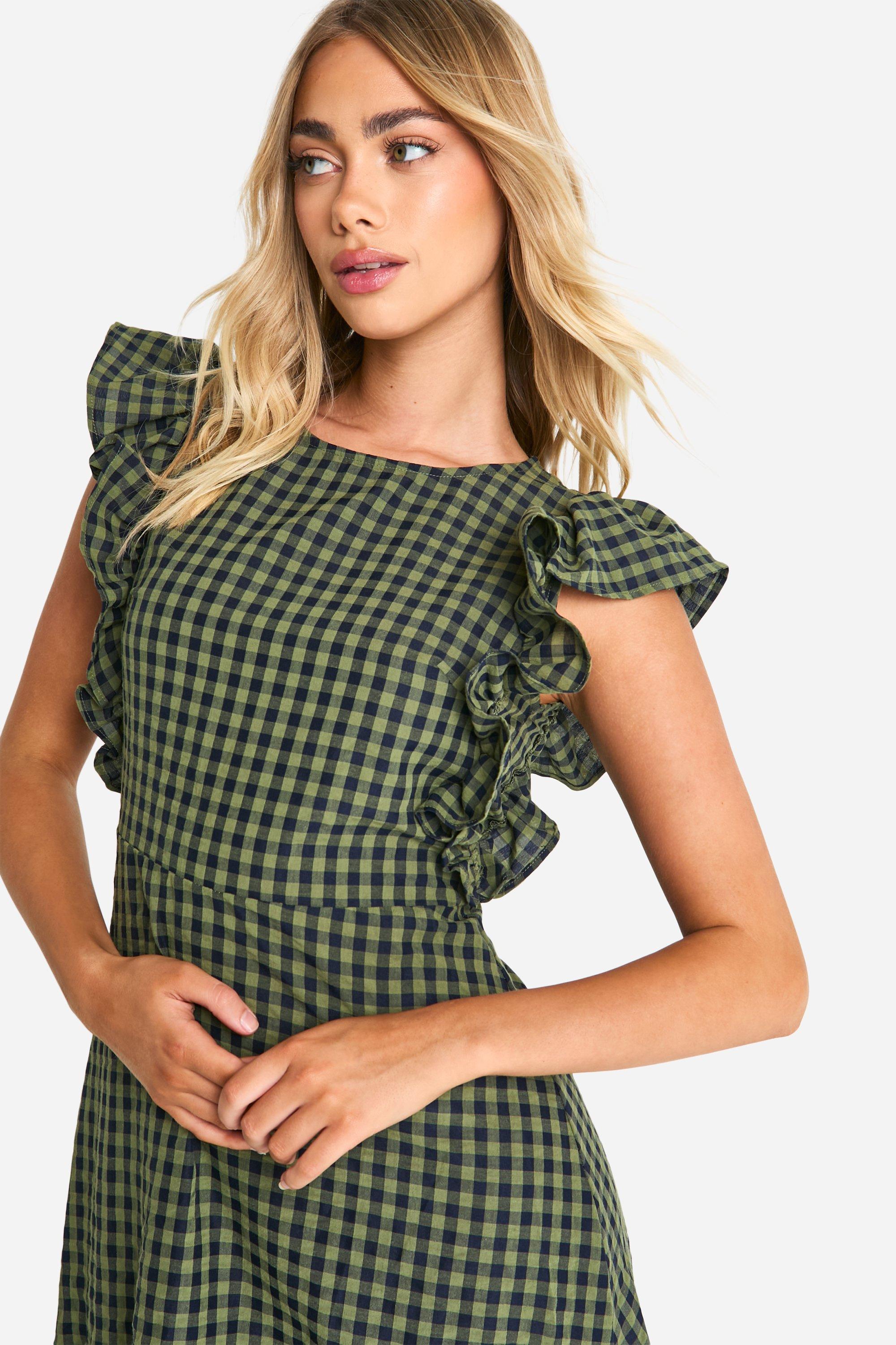 ミストレアスGingham Check Double Ruffle Dress Buy Gingham Check Bodycon Ruffle Dress | Women Mini Dresses