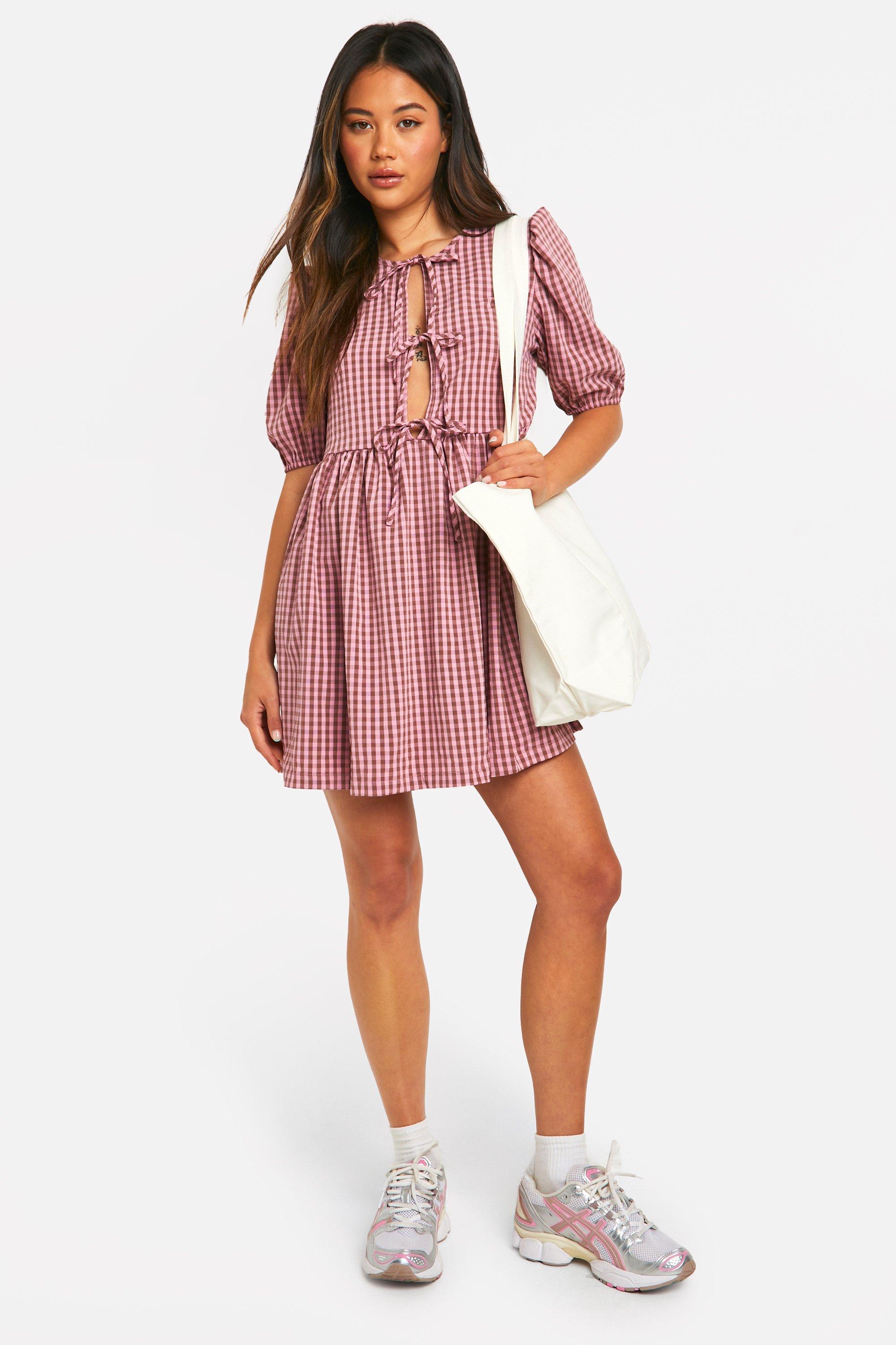 Gingham dress boohoo store