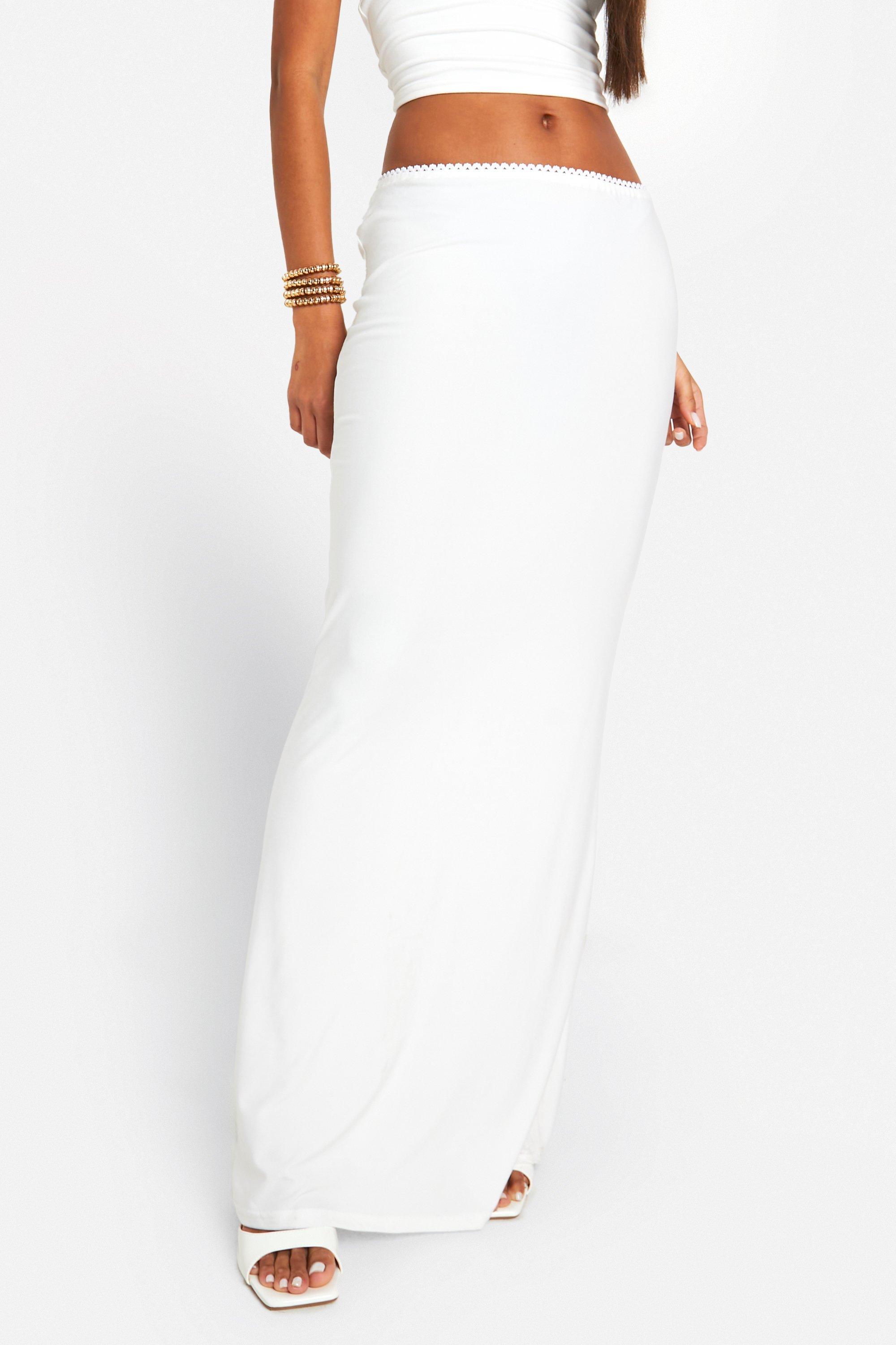 Boohoo Women s Soft Touch Maxi Skirt White