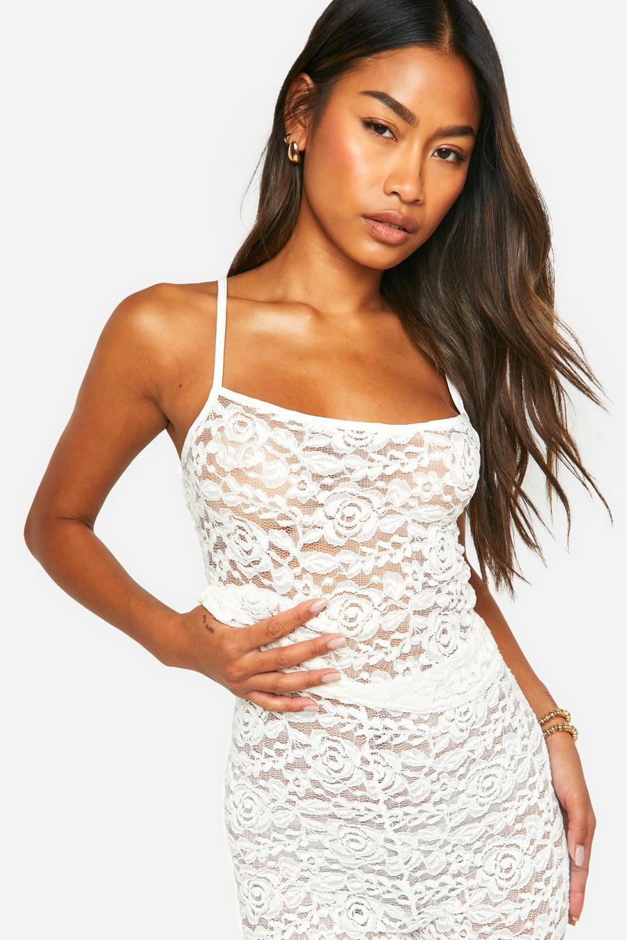 White Lace Cami Top image number 1
