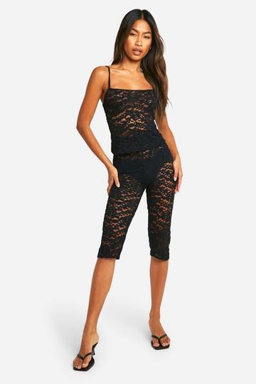 Lace Capri Trousers black