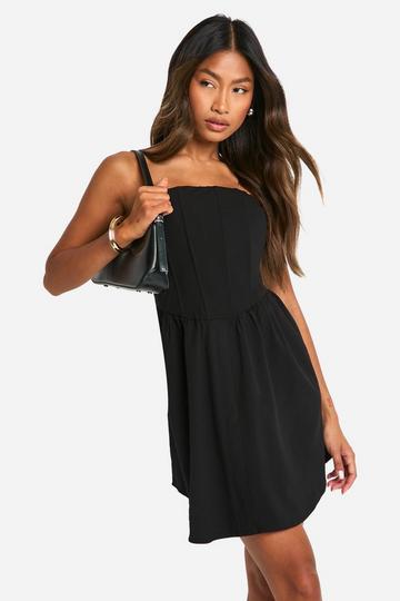 Black Corset Smock Dress