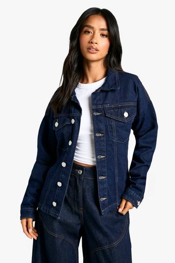 Petite Cinched Waist Indigo Denim Jacket indigo