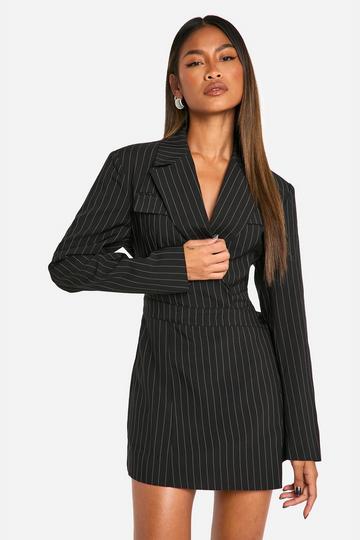 Stripe Skirt Blazer Dress black