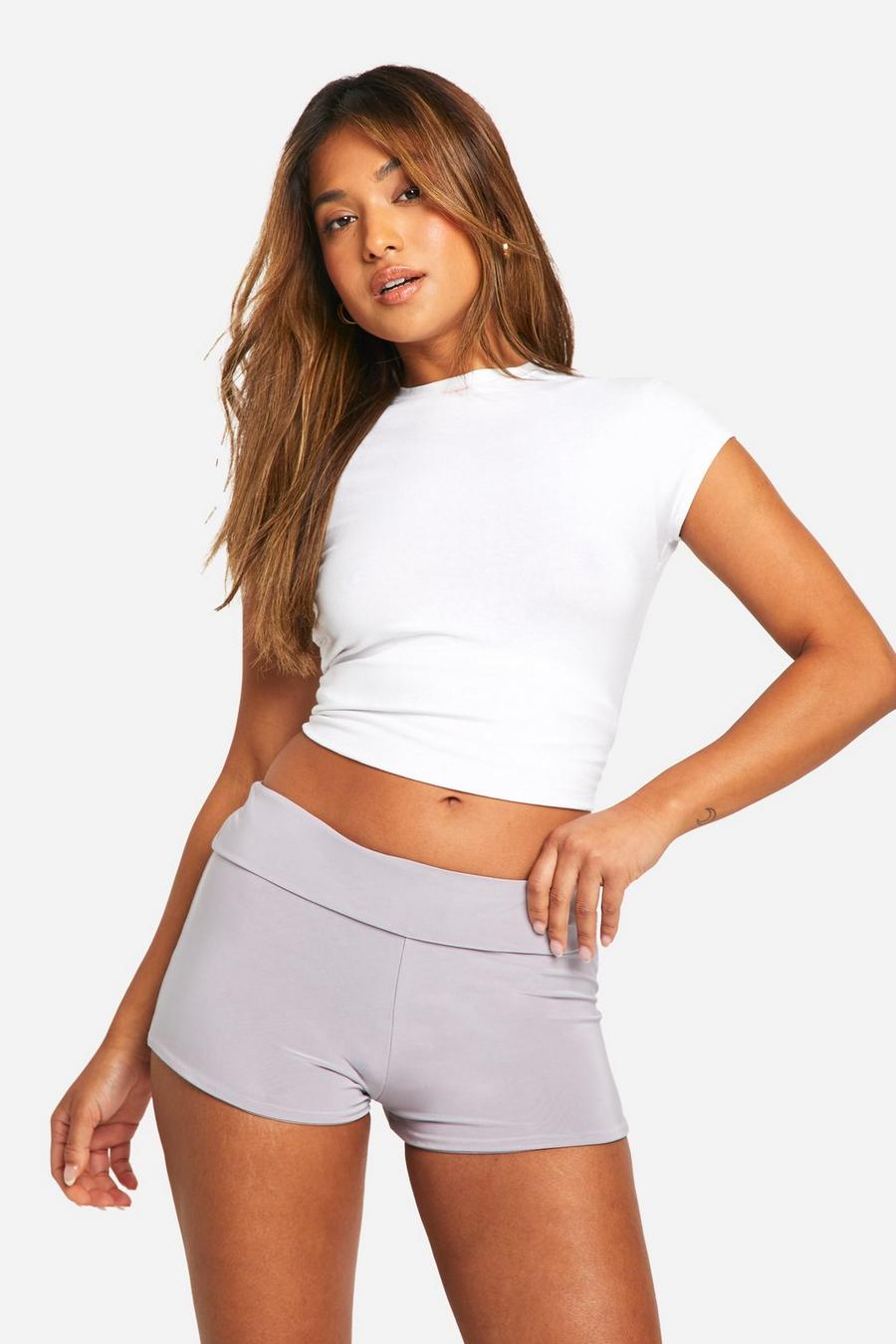 Grey Petite Foldover Micro Shorts