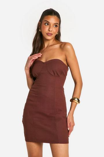 Strapless Mini Jurk chocolate