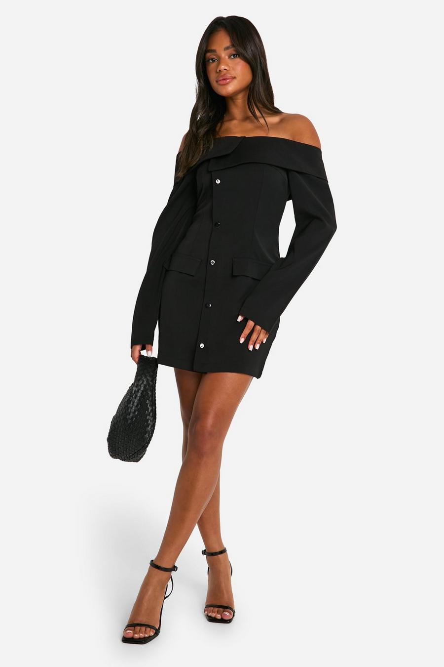 Off The Shoulder Blazer Dress | boohoo USA Off The Shoulder Blazer Dress | boohoo USA