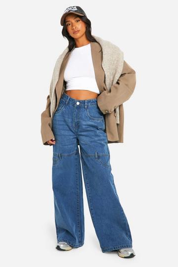 Petite Duo Wash Wide Leg Jeans blue