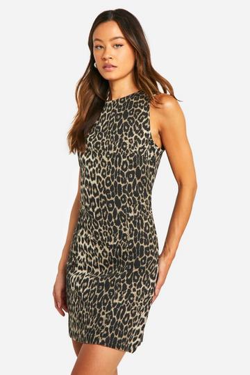 Tall Leopard Denim Mini Dress animal