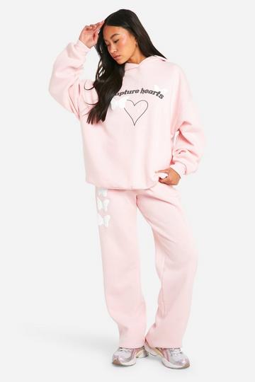 Pink Butterfly Puff Print Bum Print Straight Leg Sweatpant