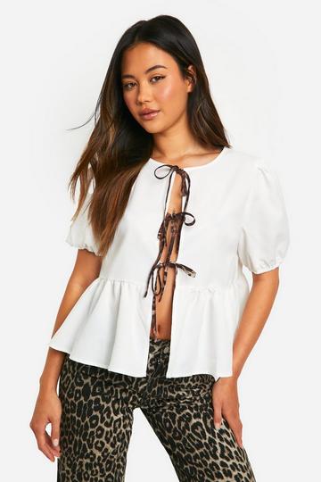 Contrast Leopard Tie Bow Top white