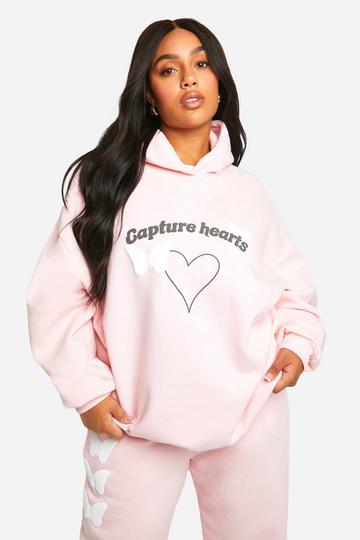 Plus Butterfly Oversized Hoodie baby pink