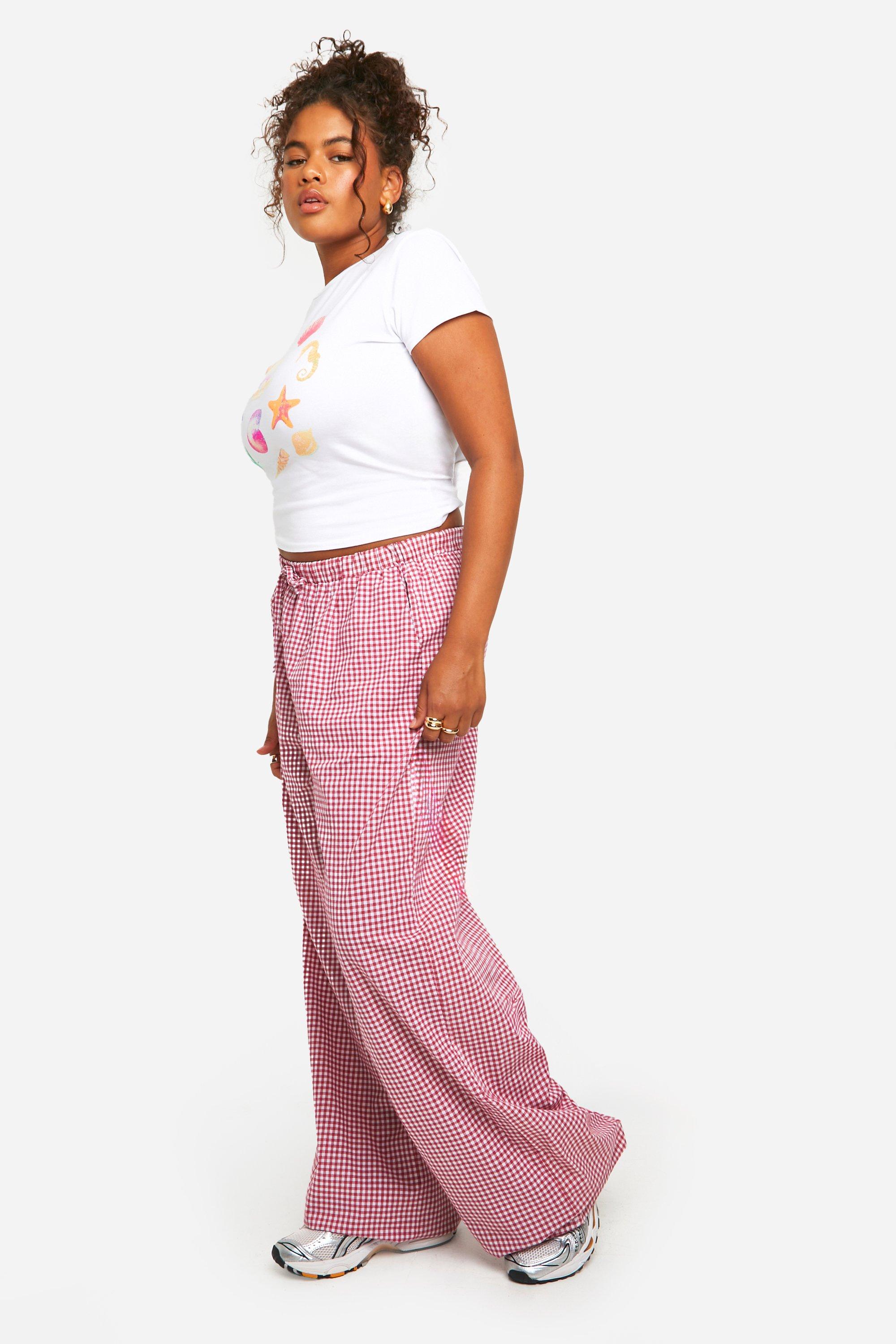Plus Elasticated Waist Gingham Pants | boohoo USA
