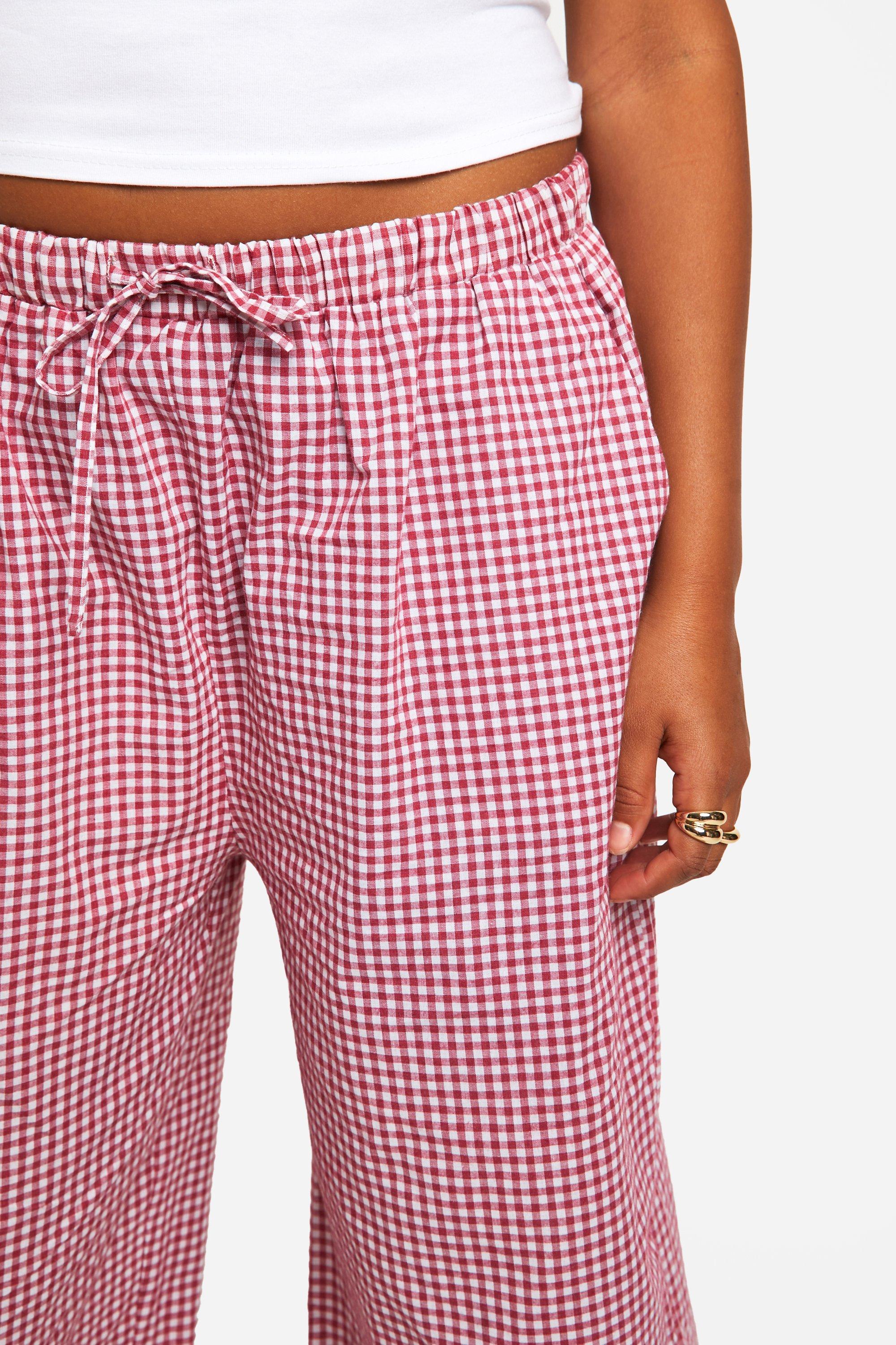 Pink gingham trousers store