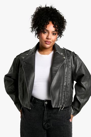 Plus Faux Leather Biker Jacket black