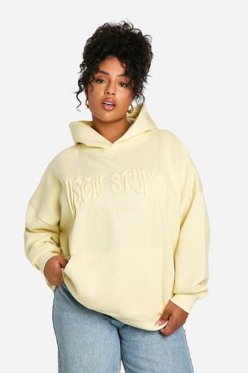 Plus Dsgn Bubble Puff Print Overdyed Oversized Hoodie butter