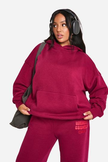 Plus Oversized Wardrobe Essentials Bolletjes Hoodie burgundy