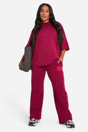 Burgundy Red Plus Wardrobe Essentials Bubble Straight Leg Jogger