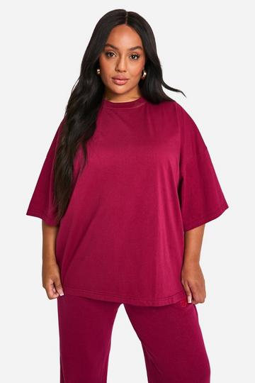 Burgundy Red Plus Wardrobe Essentials Bubble Oversized T-shirt