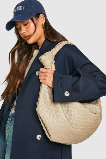 Woven Knot Oversized Shoulder Bag taupe