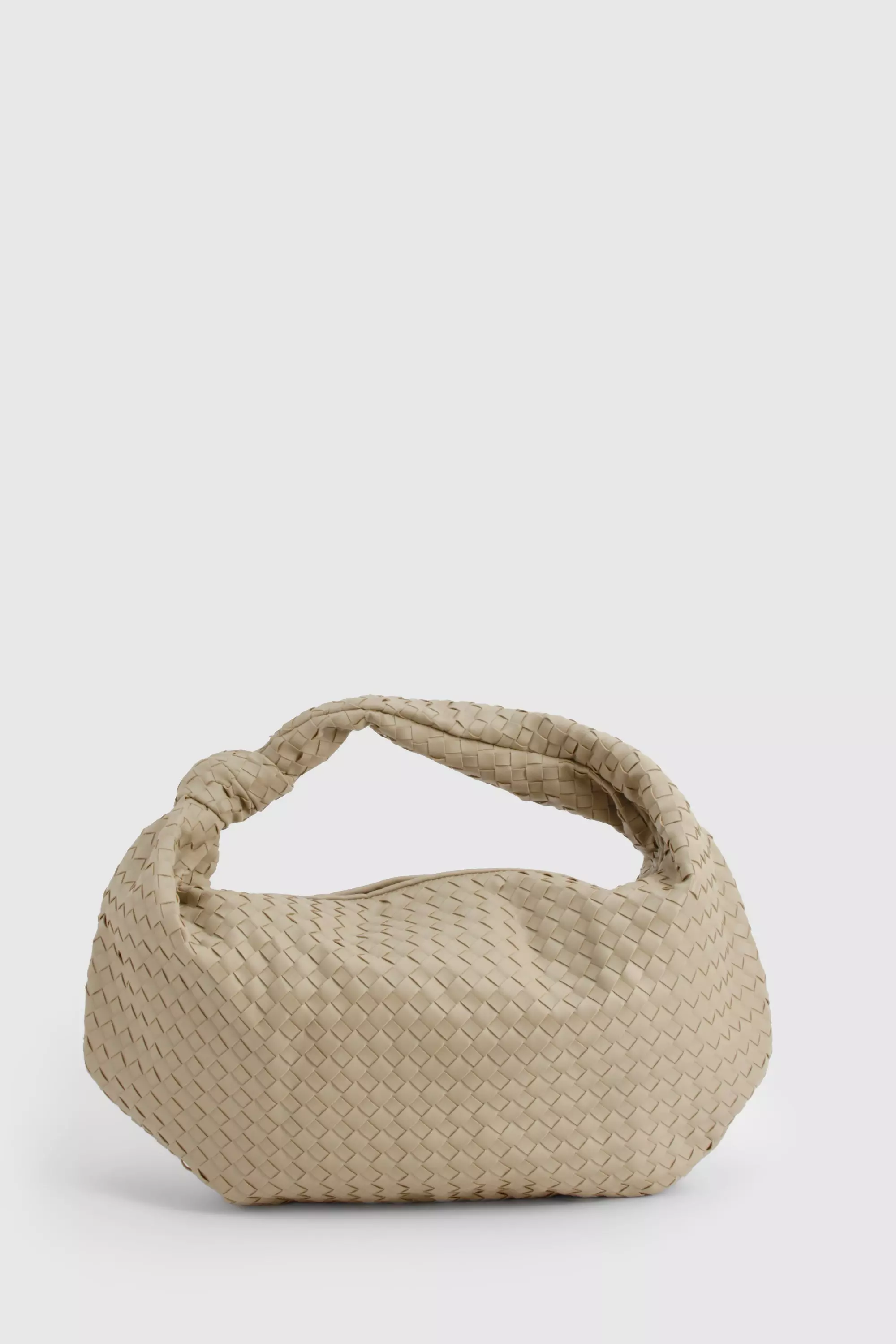 Taupe Woven Knot Oversized Shoulder Bag  صورة بديلة