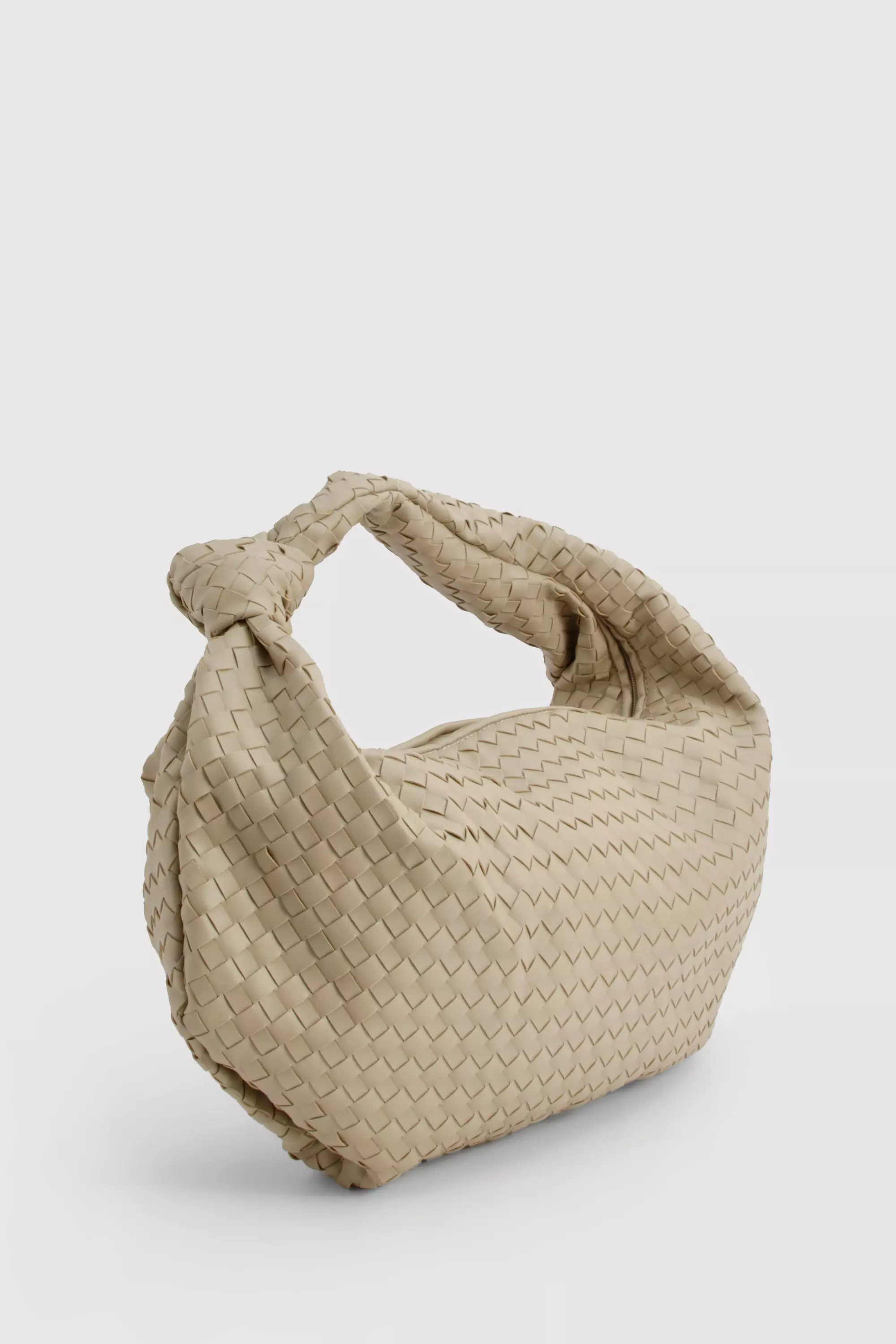 Taupe Woven Knot Oversized Shoulder Bag  صورة بديلة