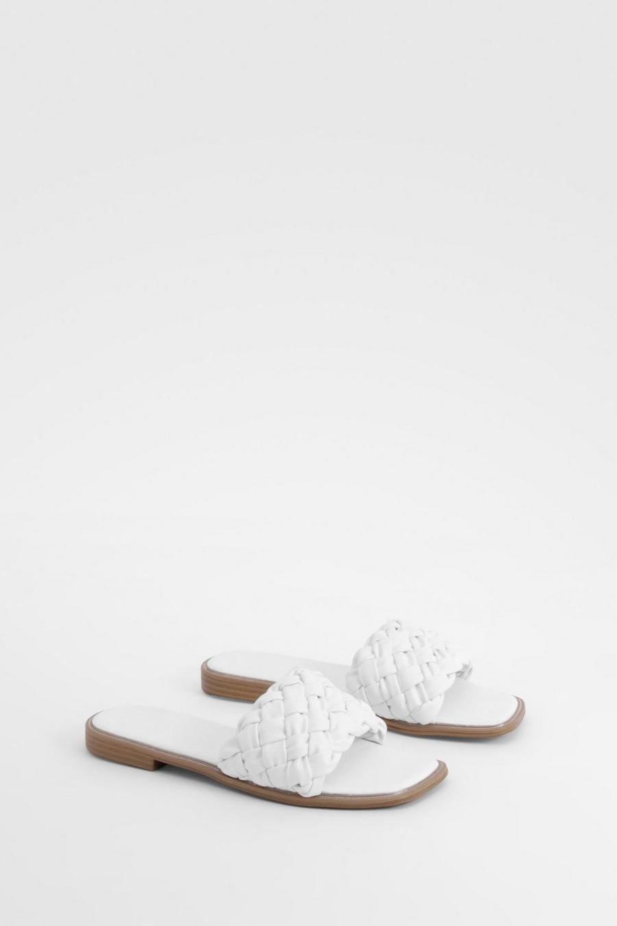 White Woven Front Sandals  image number 1
