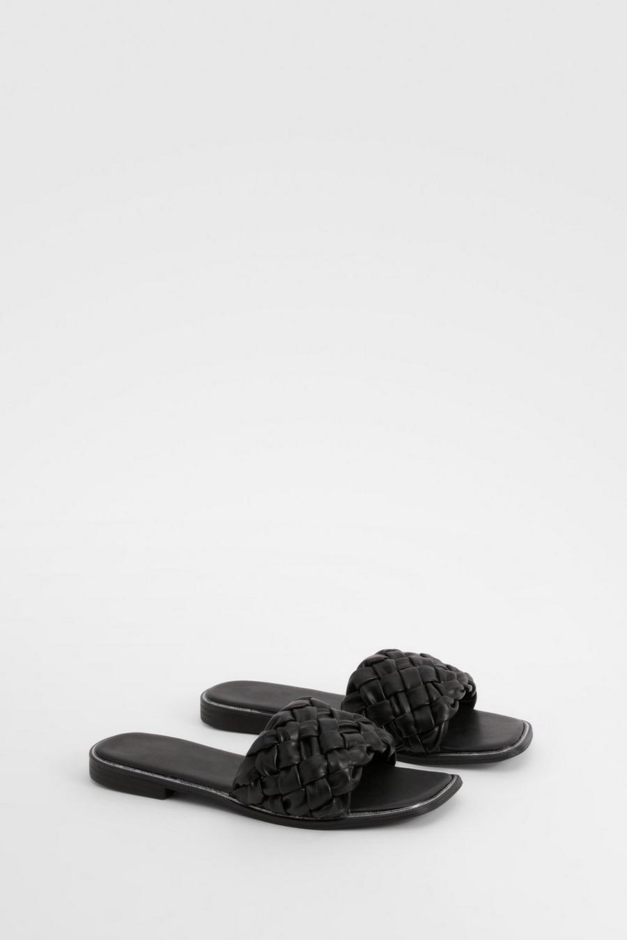 Black Woven Front Sandals