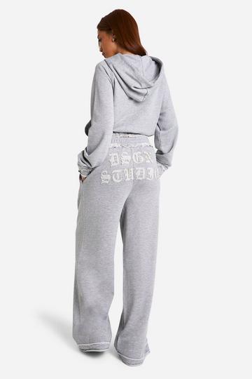 Grey Dsgn Studio Self Fabric Applique Distressed Straight Leg Sweatpant