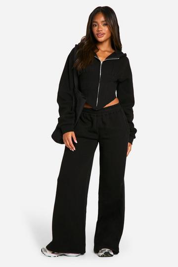 Corset Rib Insert Zip Through Hooded Tracksuit black