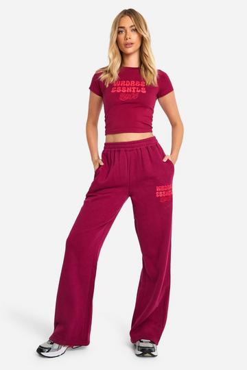 Wardrobe Essentials Bubble Straight Leg Sweatpant burgundy