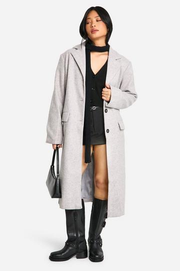 Petite Wool Look Longline Coat grey