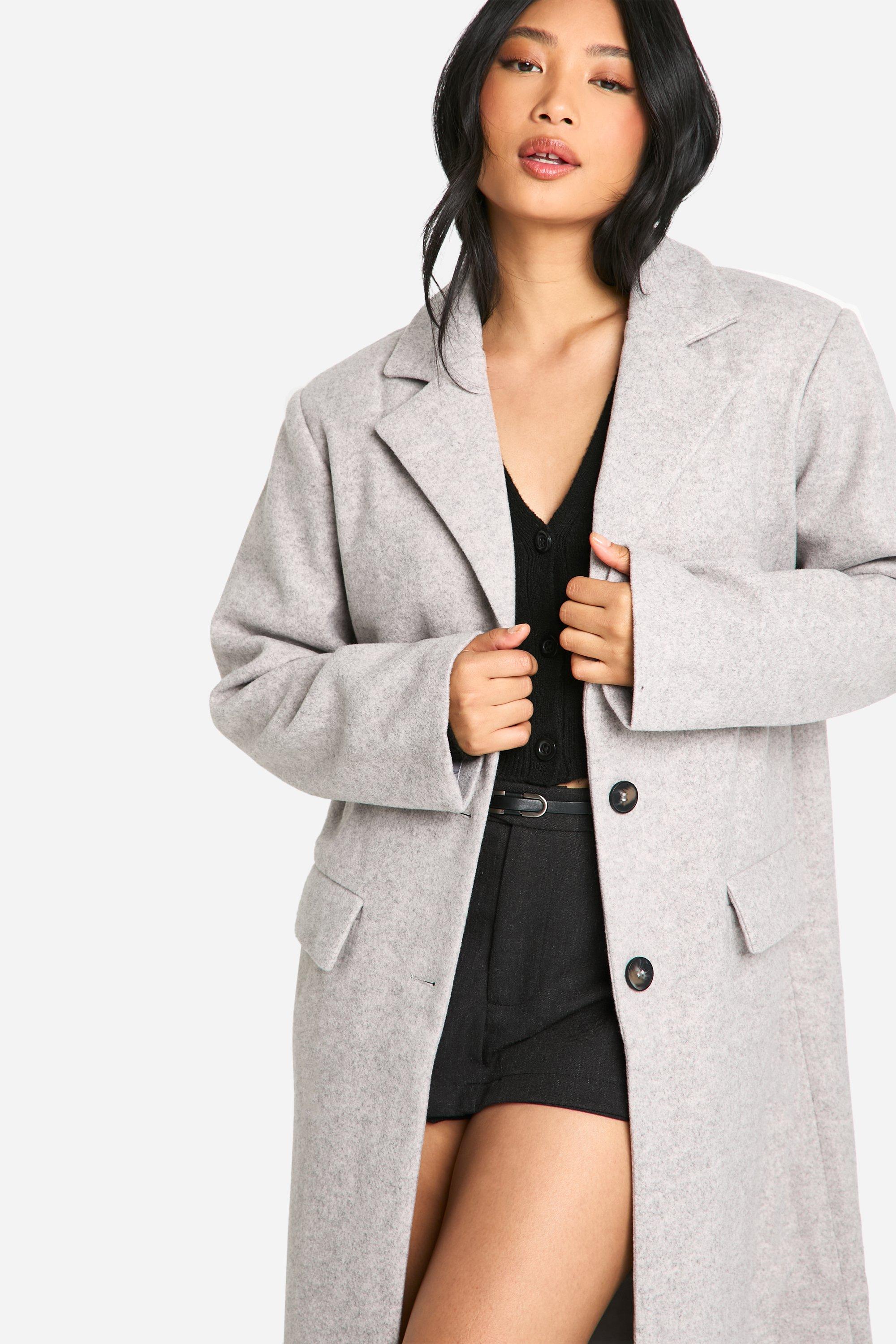 Petite grey wool coat on sale