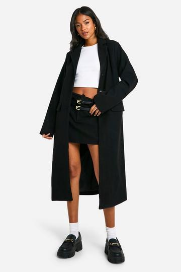 Tall Wool Look Longline Coat black