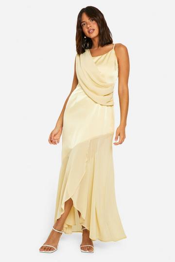 Satin Chiffon Frill Hem Maxi Dress butter