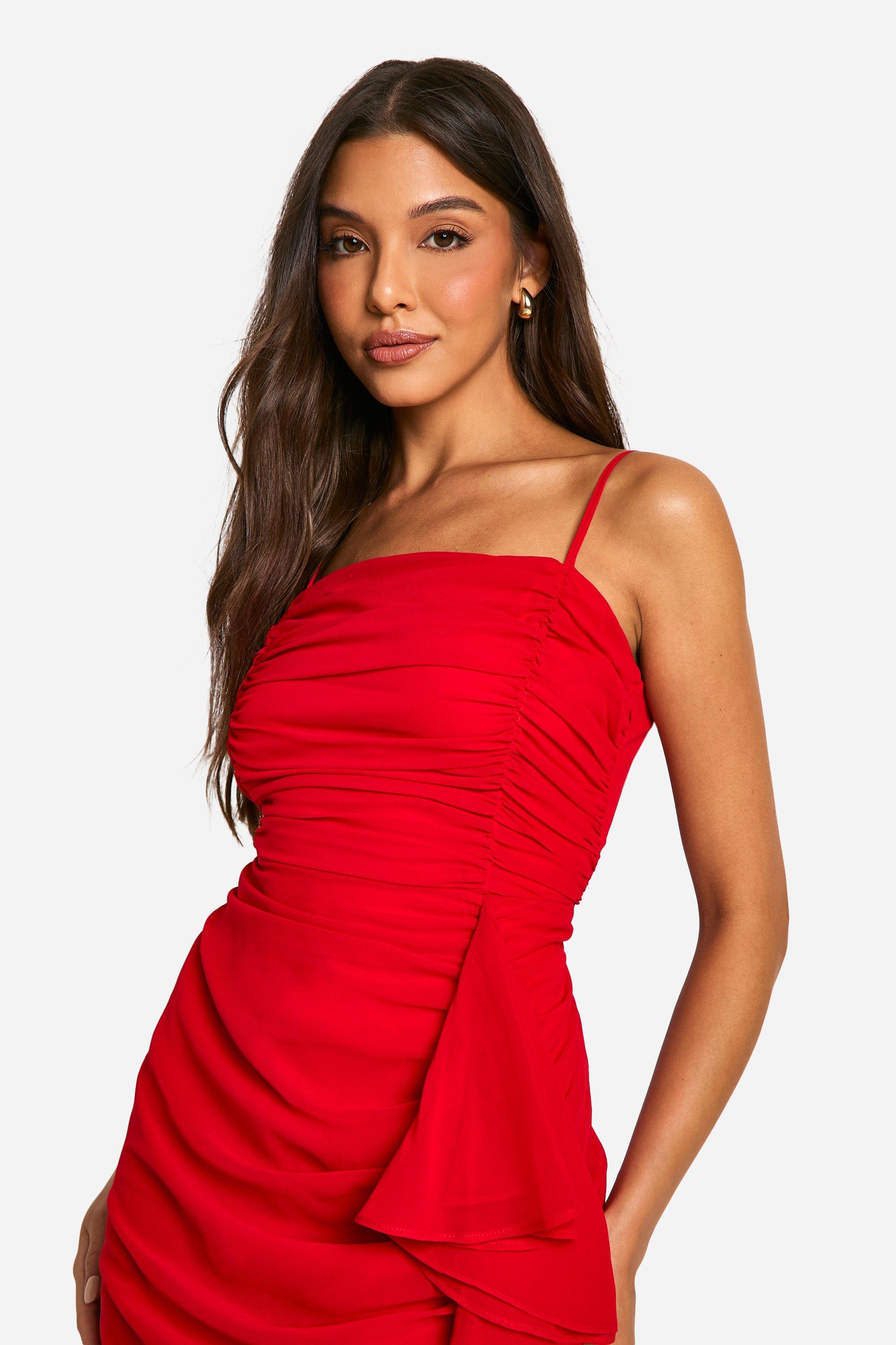 Red dress boohoo sales