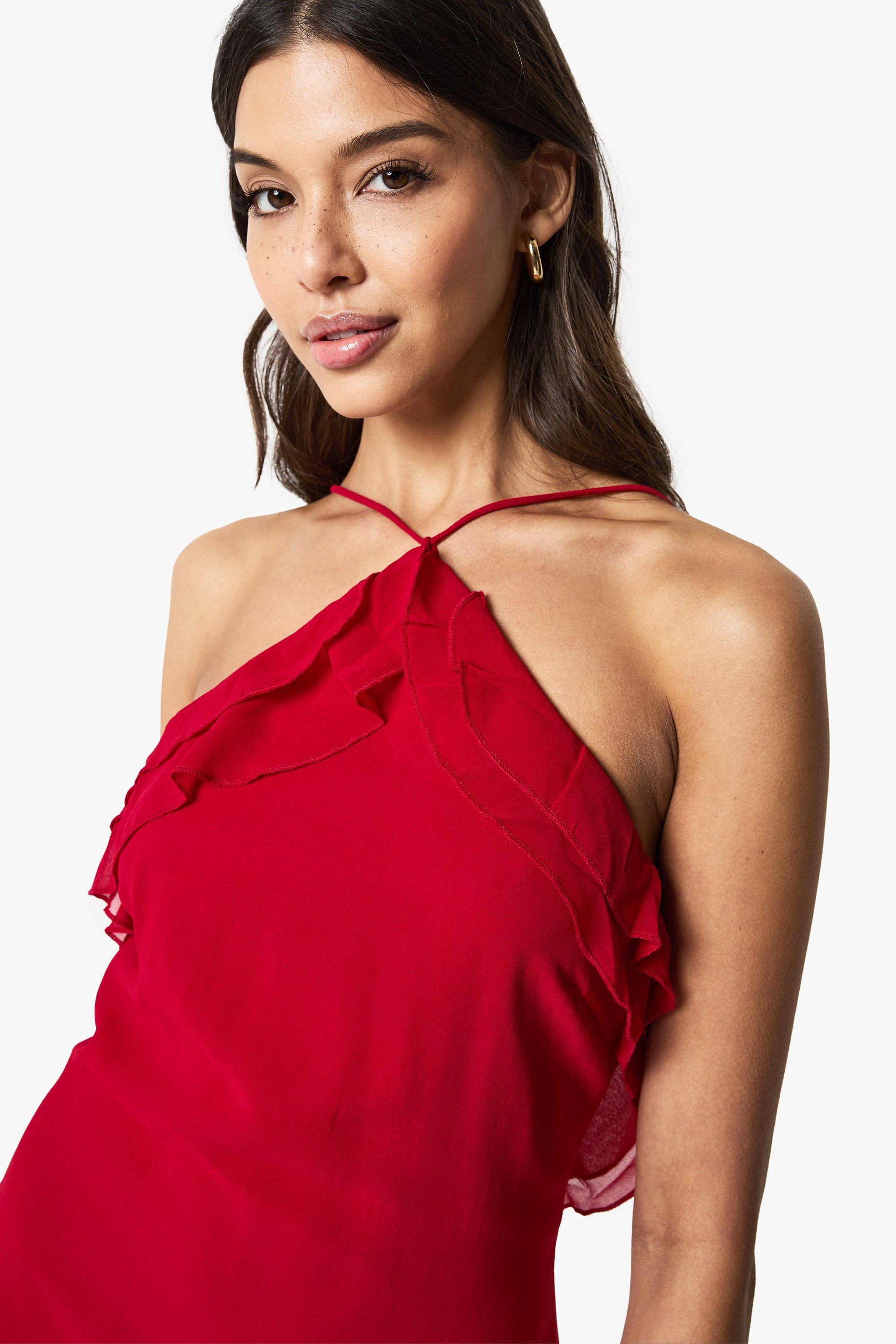 Ruffle Halterneck Maxi Dress boohoo