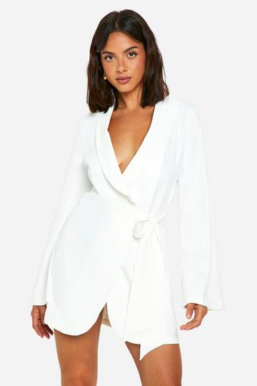 White Satin Wrap Mini Dress