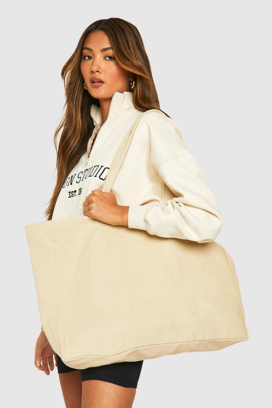 Stone Oversized Canvas Tote Bag