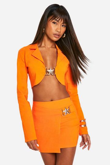 Korte Super Stretch Blazer Met Zoom Detail orange