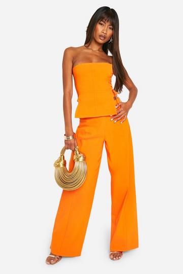 Super Stretch Wide Leg Broek Met Naaddetail orange