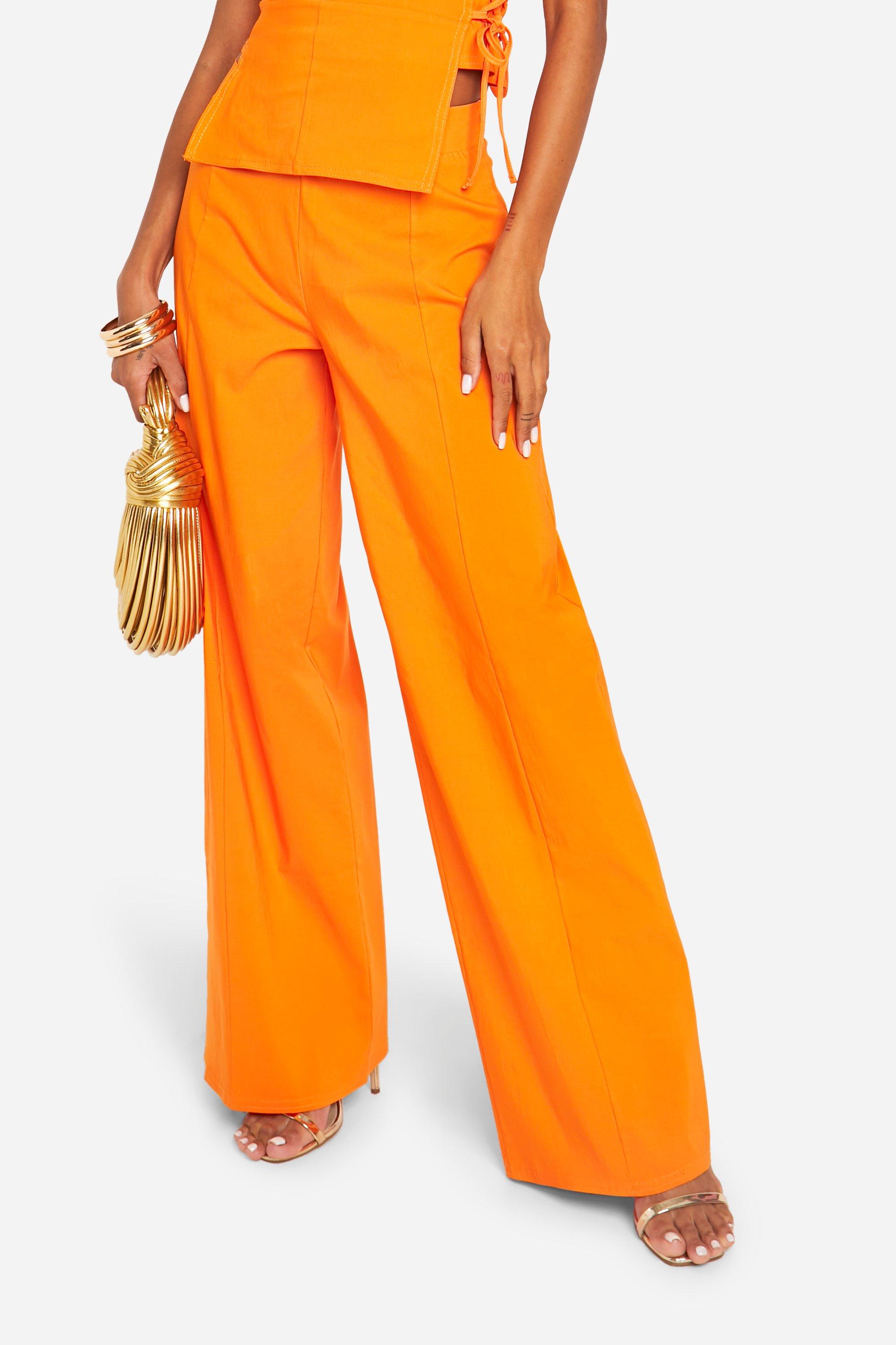 Super Stretch Seam Detail Wide Leg Trousers | boohoo