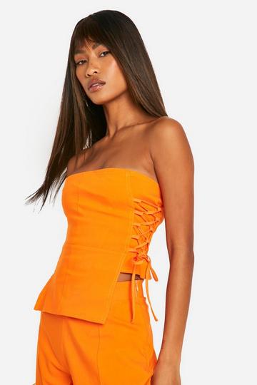 Orange Super Stretch Lace Up Bandeau