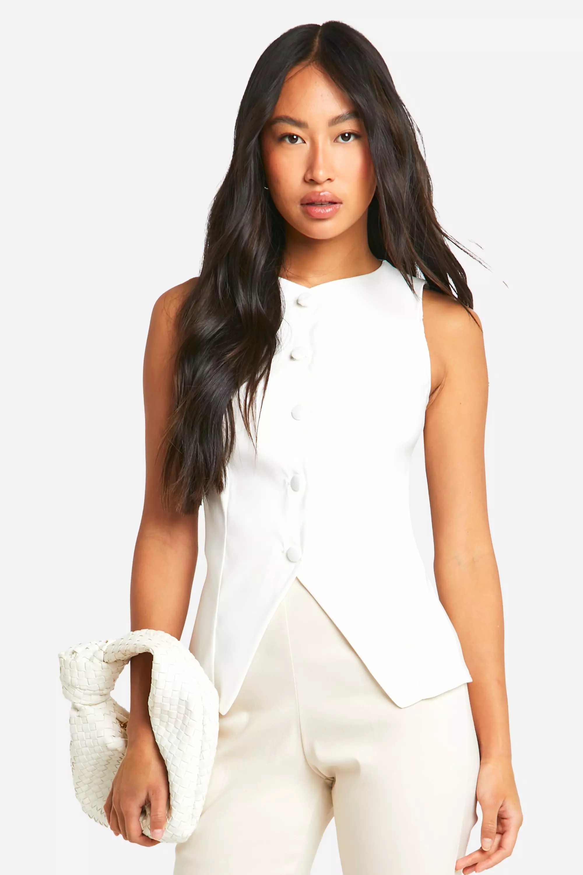 Ivory Self Fabric Button Front Waistcoat alternative image