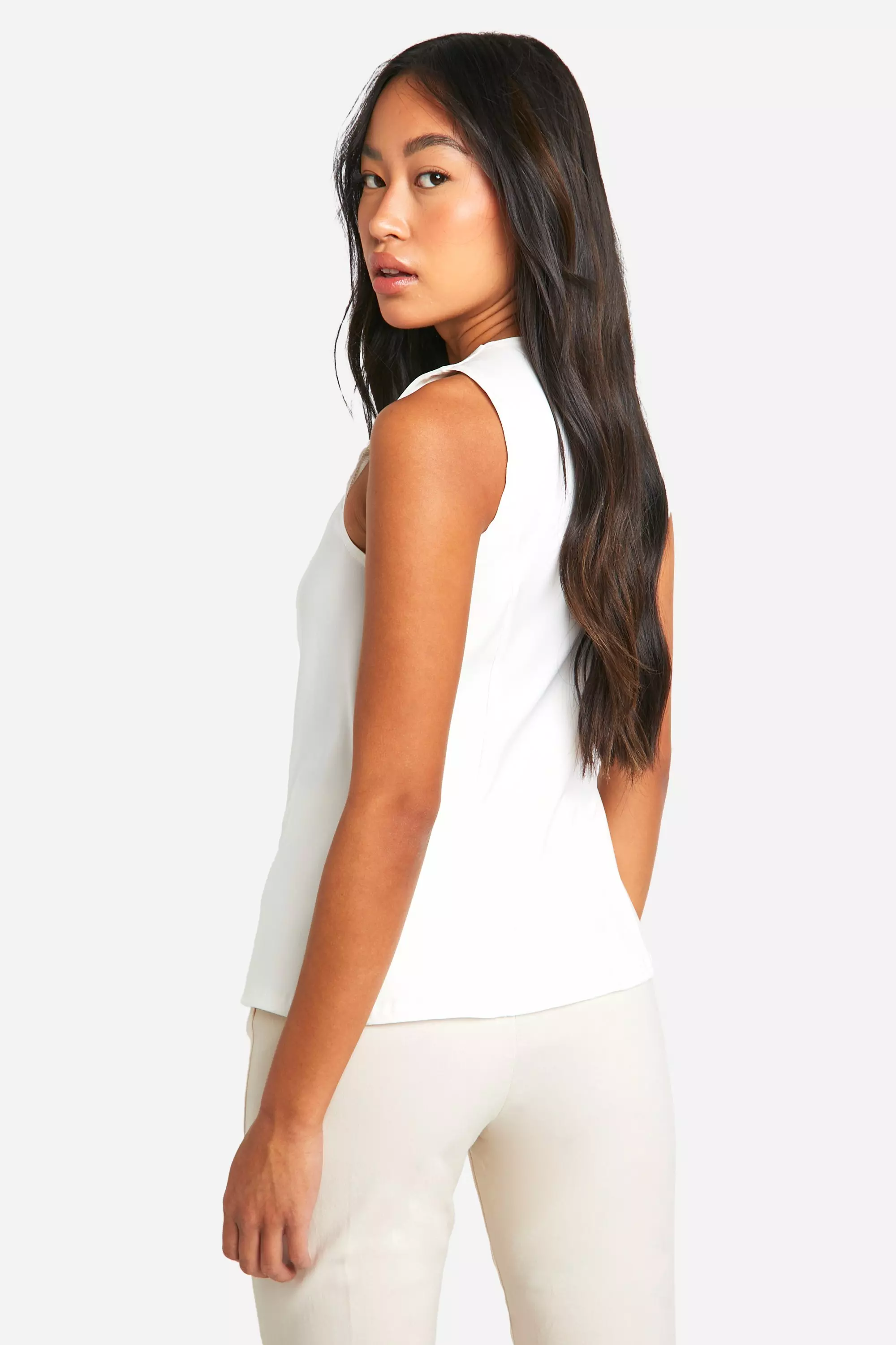 Ivory Self Fabric Button Front Waistcoat alternative image