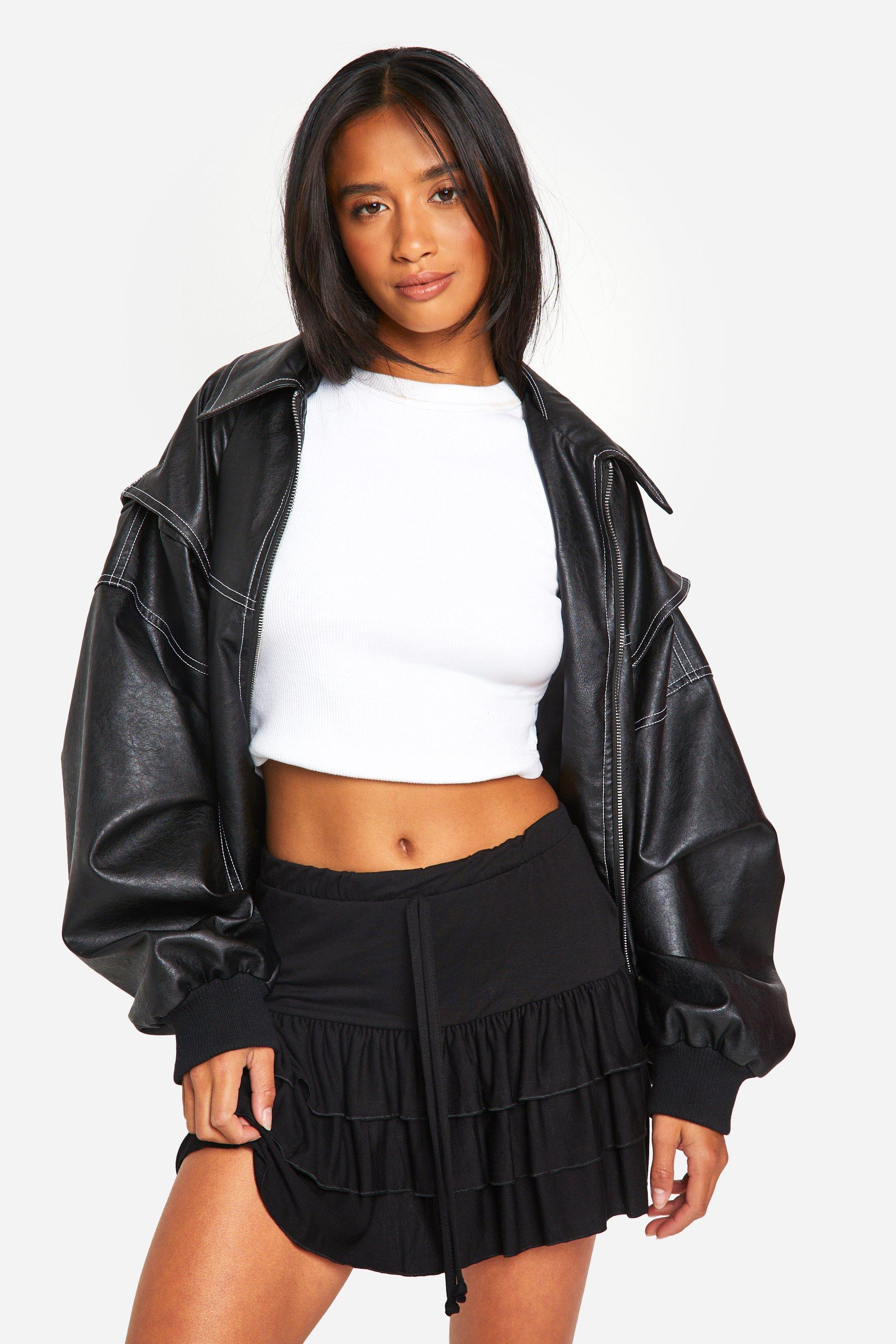 Black ruffle skirt boohoo hotsell