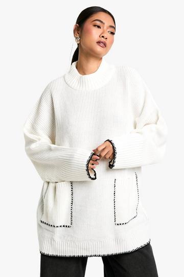 Contast Trim Oversized Jumper cream