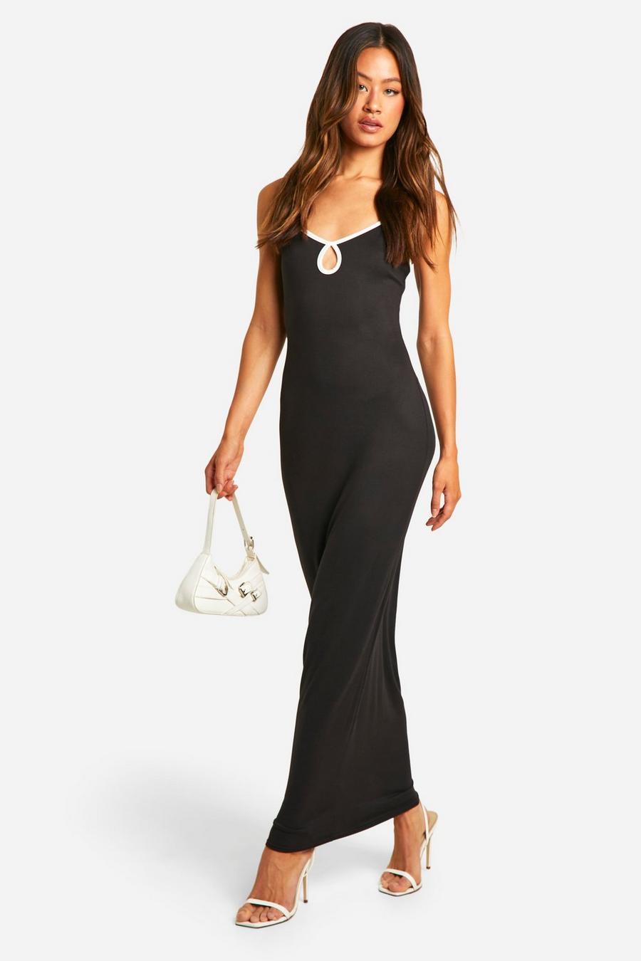 Black Tall Super Soft Contrast Trim Maxi Dress image number 1