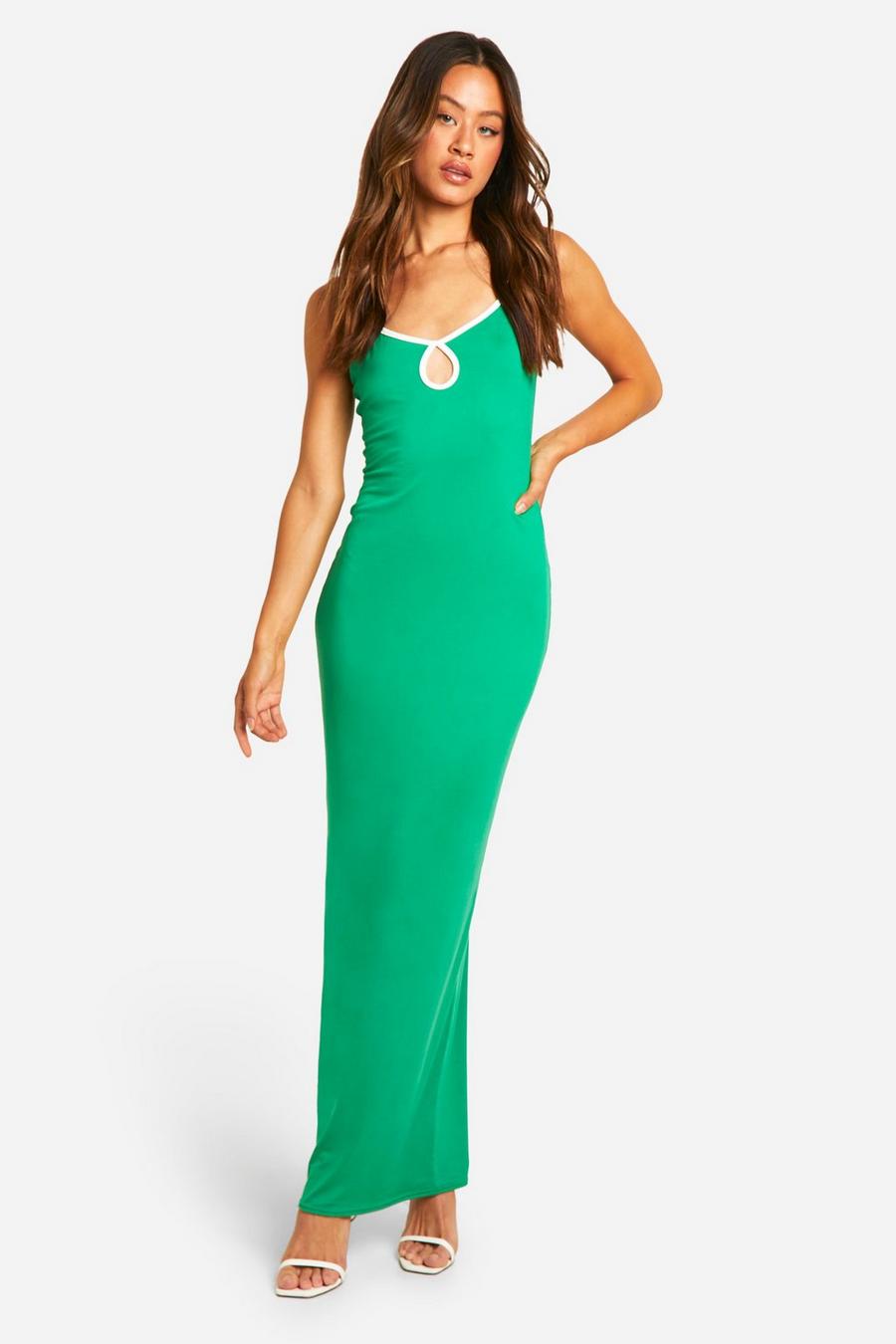 Green Tall Super Soft Contrast Trim Maxi Dress 